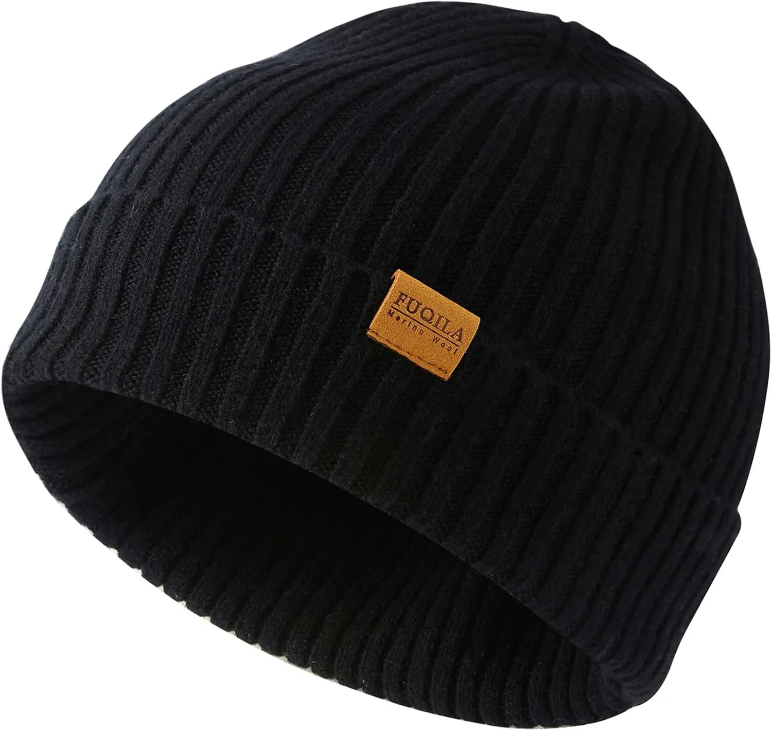 100% Merino Wool Cuff Beanie Hat, Unisex Warm Winter Caps Soft, Breathable & Cozy Stretchy Knitted Cuffed Cap