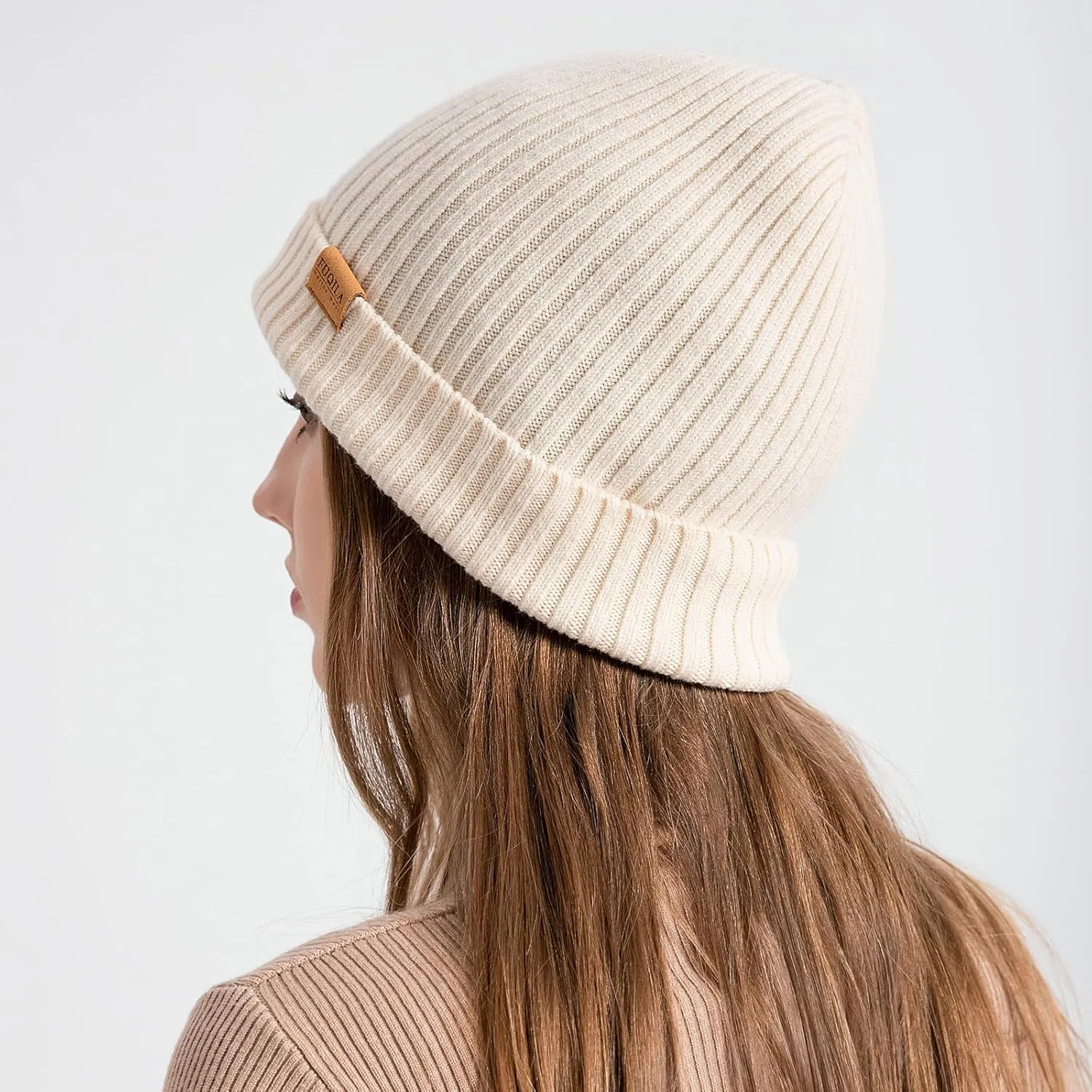 100% Merino Wool Cuff Beanie Hat, Unisex Warm Winter Caps Soft, Breathable & Cozy Stretchy Knitted Cuffed Cap