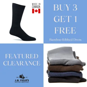 3 PAIR - J.B. Field's Men's Ribbed Bamboo Crew Dress Socks (CLEARANCE)