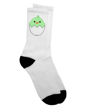 Adorable Hatching Chick Design - Stylish Green Adult Crew Socks - by TooLoud