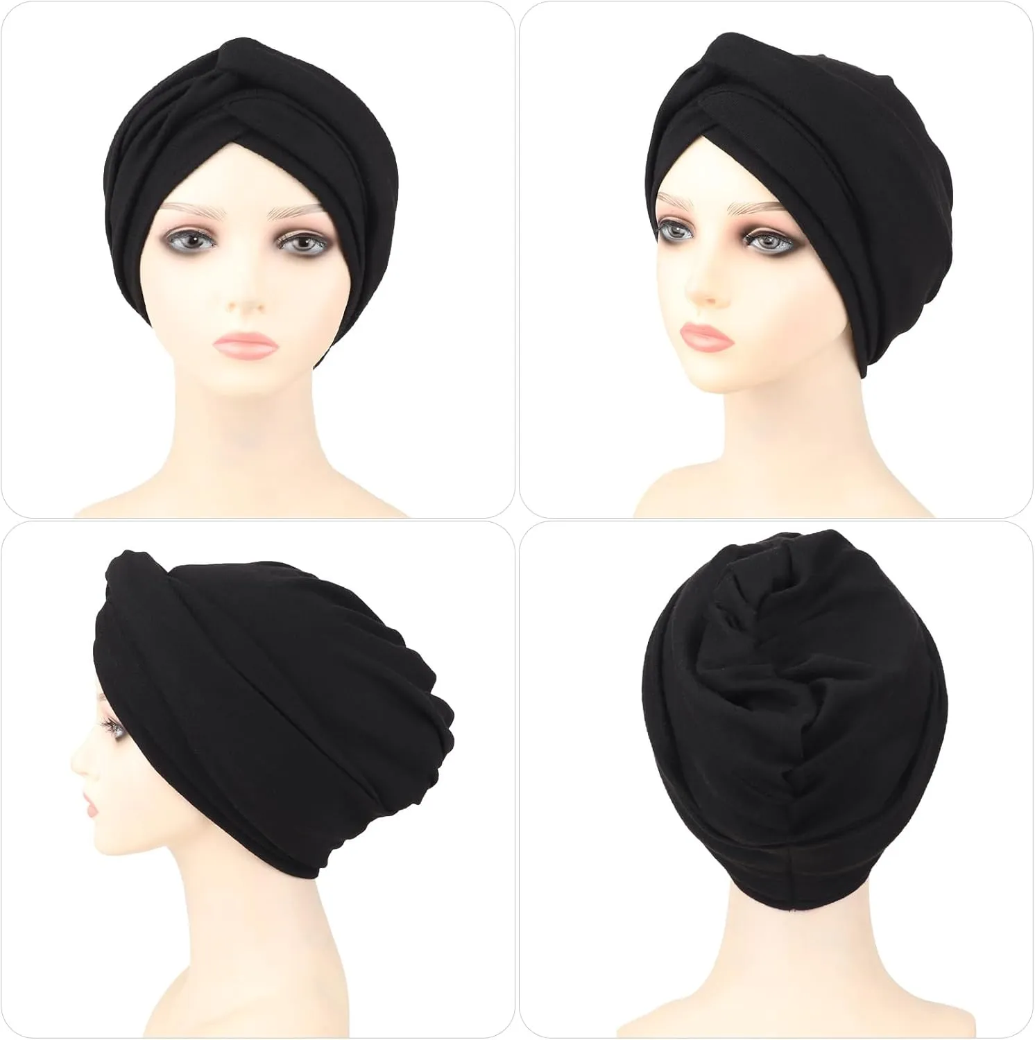 African Turban for Women Knotted Hair Wraps for Turban Head Scarf for Black Women Hair Cancer Chemo Headwear Cap