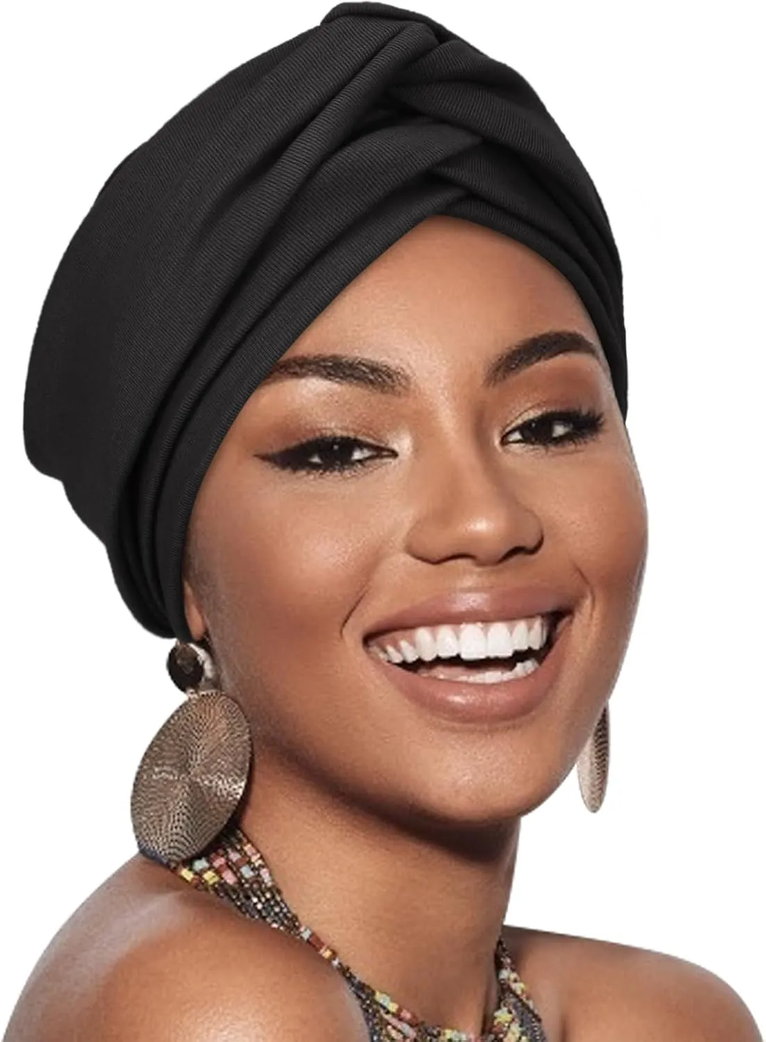 African Turban for Women Knotted Hair Wraps for Turban Head Scarf for Black Women Hair Cancer Chemo Headwear Cap