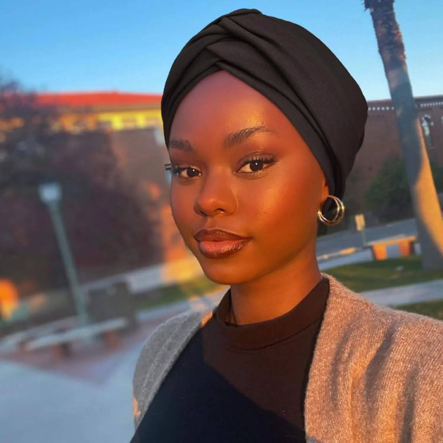 African Turban for Women Knotted Hair Wraps for Turban Head Scarf for Black Women Hair Cancer Chemo Headwear Cap