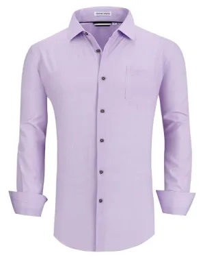Alex Vando Mens Button Down Shirts Wrinkle Free 4-Way Stretch Print Business Casual Shirt,White Leaf,M