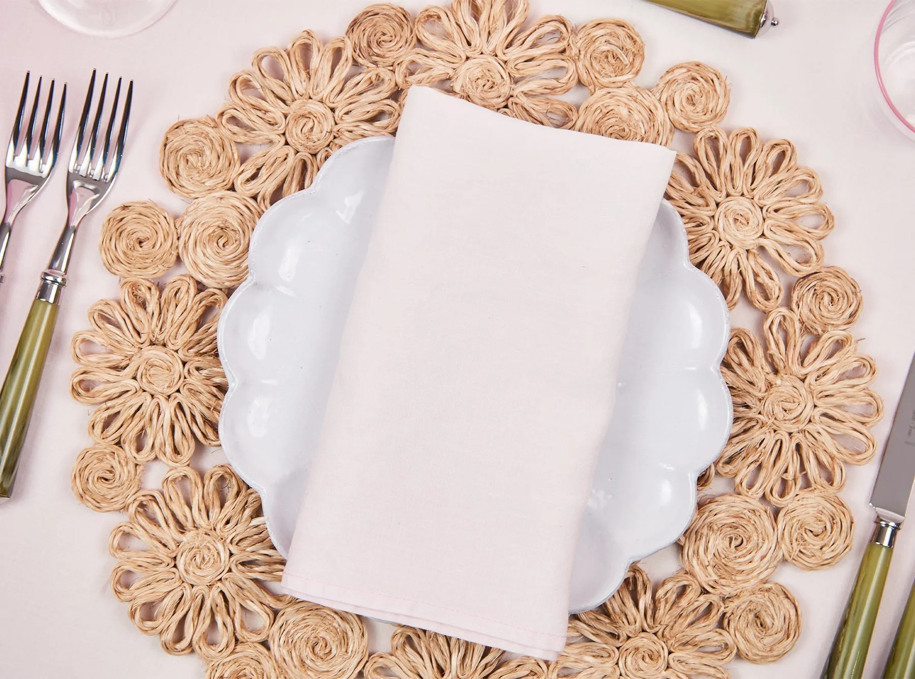 'Barely Pink' Linen Napkin in Pink, 50x50cm