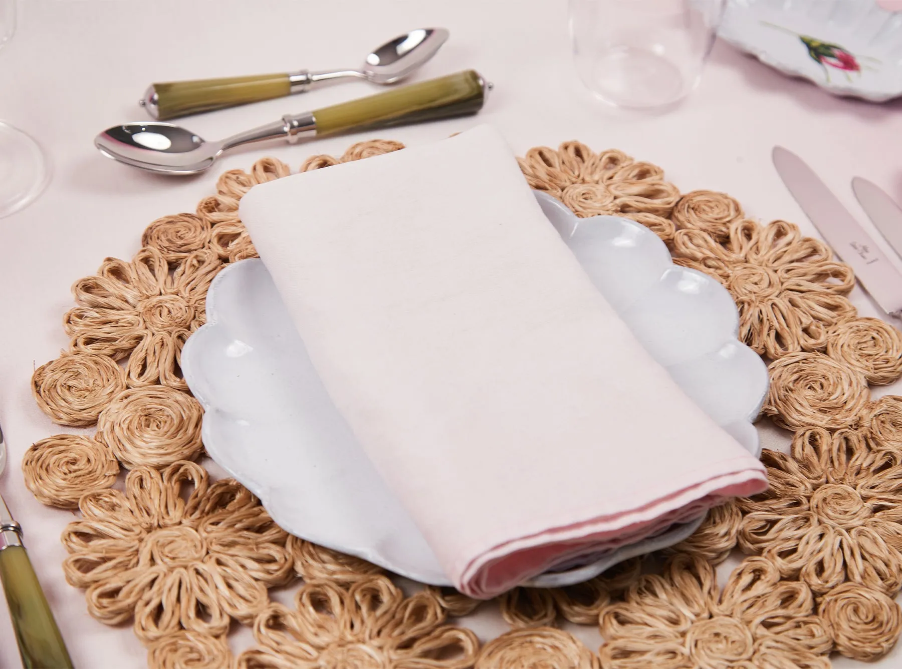 'Barely Pink' Linen Napkin in Pink, 50x50cm