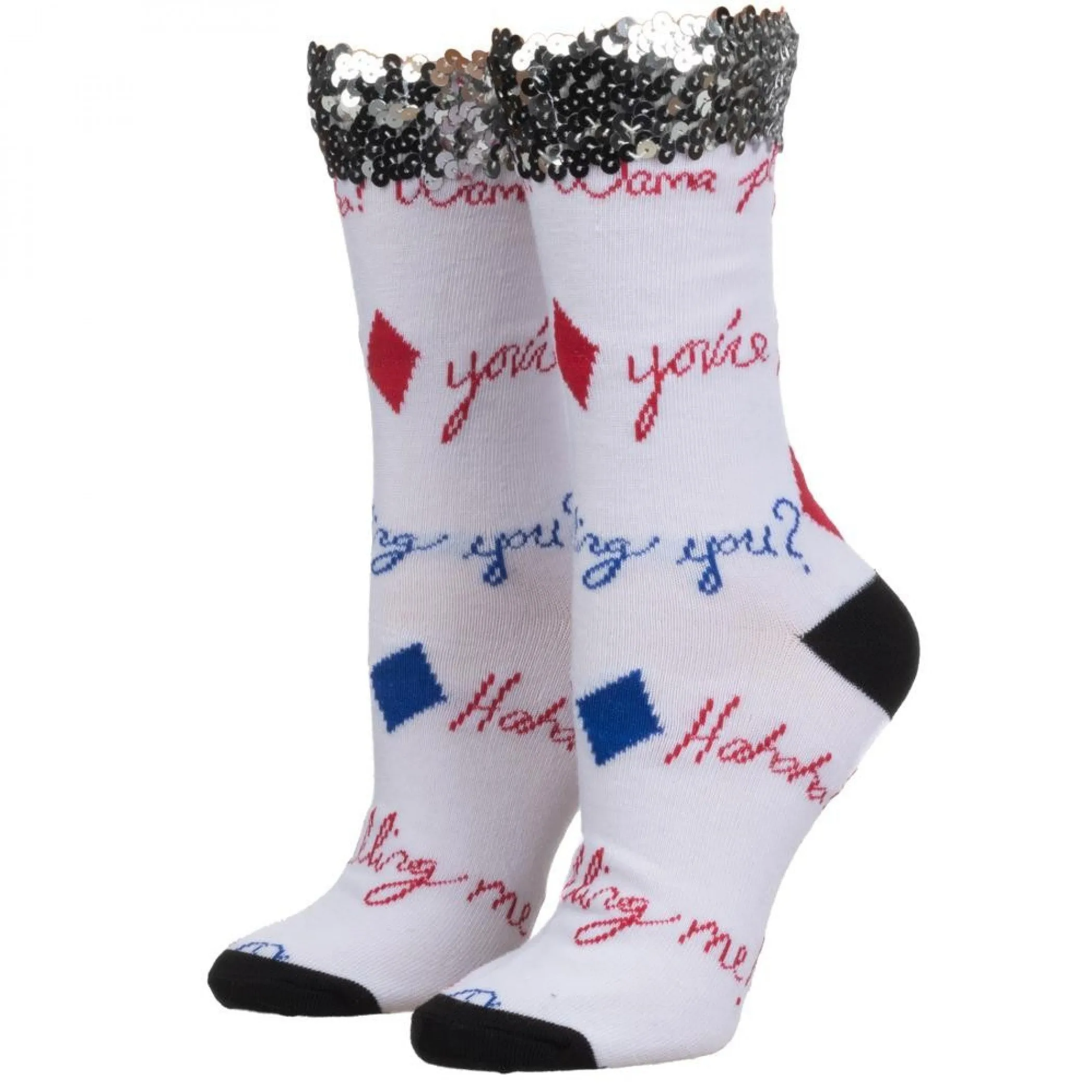 Birds of Prey Harley Quinn Sequin Cuff Crew Socks