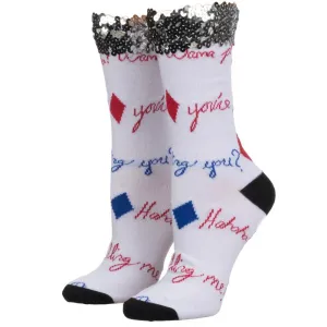 Birds of Prey Harley Quinn Sequin Cuff Crew Socks