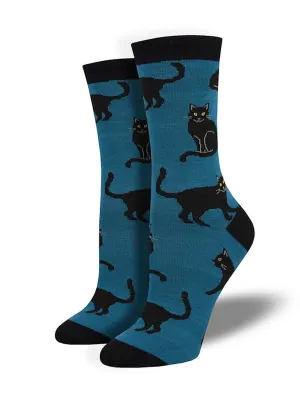 Black Cat Socks-Blue