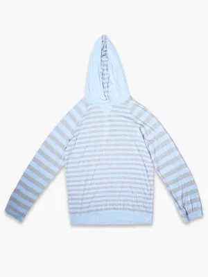 Blue Grey Striped Hoodie