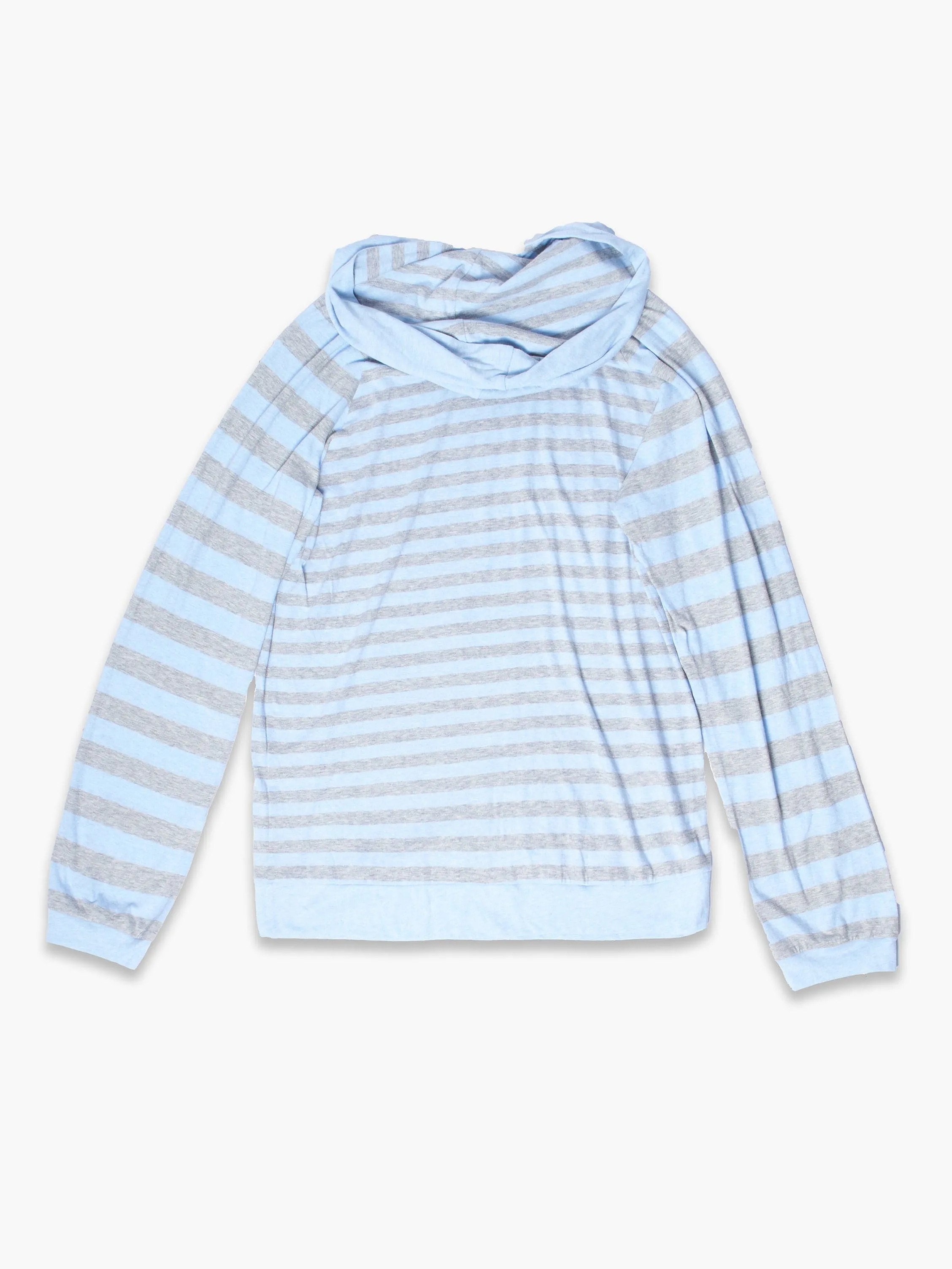 Blue Grey Striped Hoodie