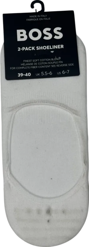 BOSS 2 Pack Shoe Liner Socks White UK 5.5 EU 39.5 👞
