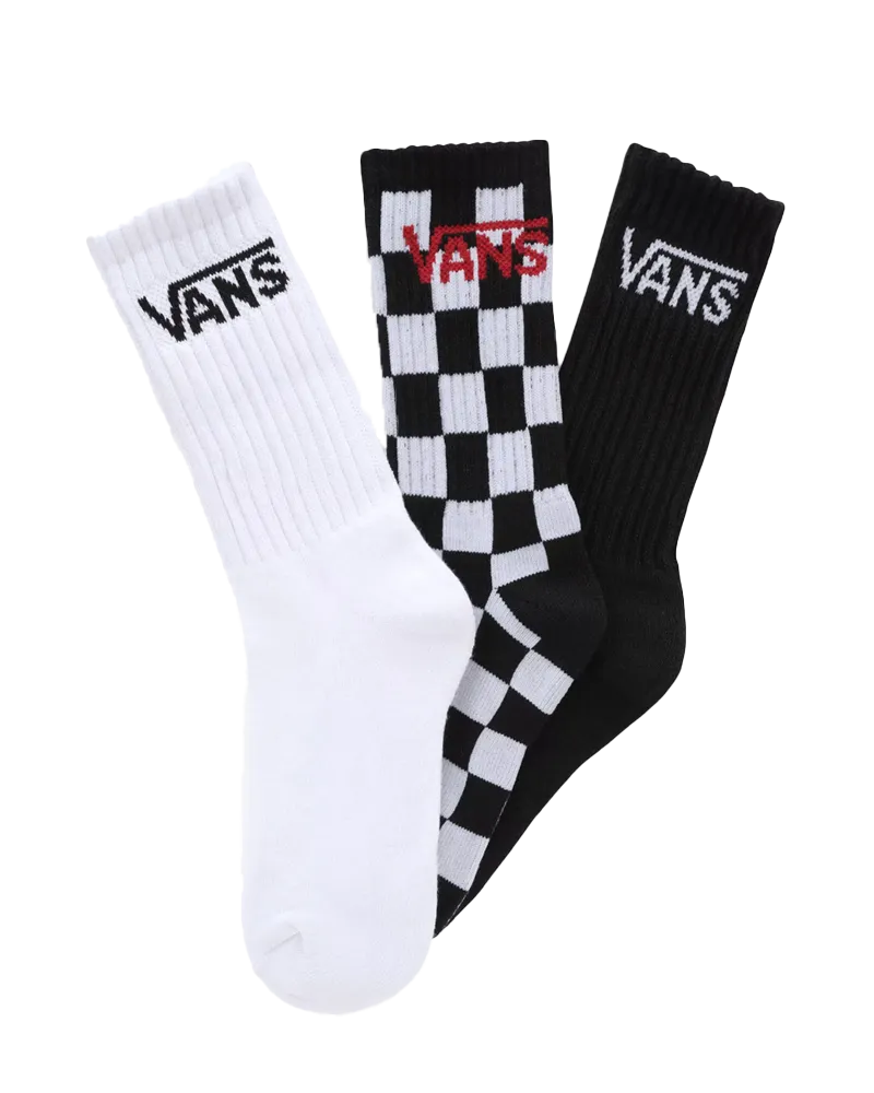 Boys Classic Crew Socks (3 Pack) in Black & White
