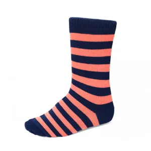 Boys' Coral and Navy Blue Striped Socks