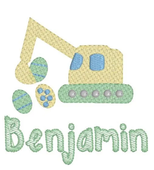 Boys Easter Excavator Monogram Polo Design