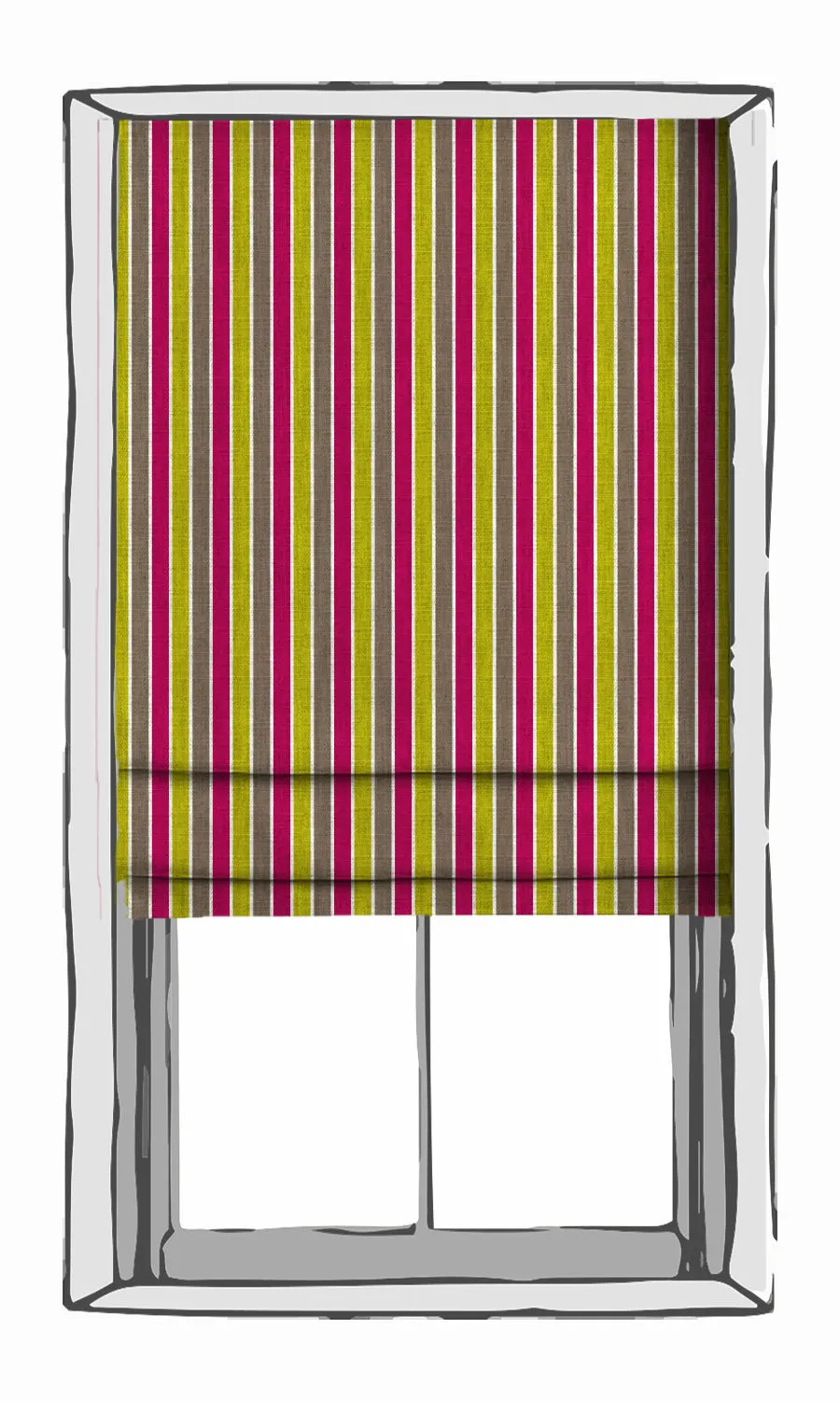'Bridal Party' Custom Striped Print Window Shades (Pink/ Green)