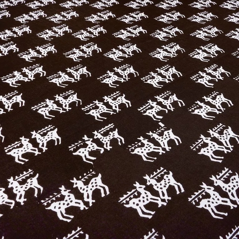 Brown & White Quirky Printed Pure Cotton Fabric