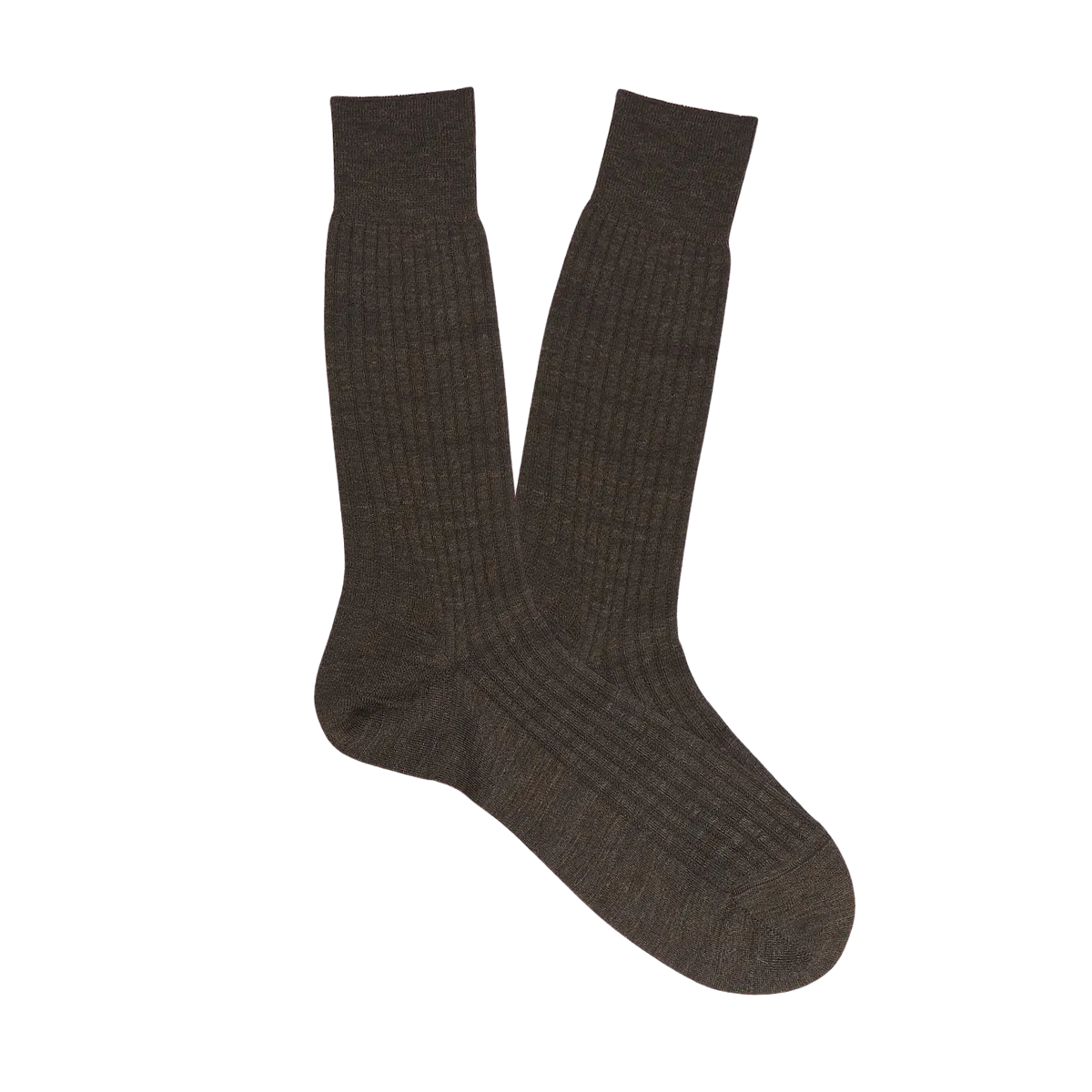 Brown Merino Wool Ribbed Ankle Socks