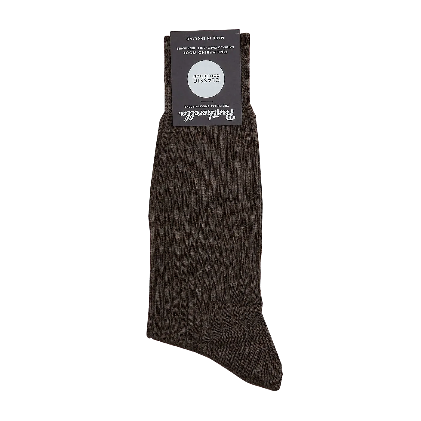 Brown Merino Wool Ribbed Ankle Socks