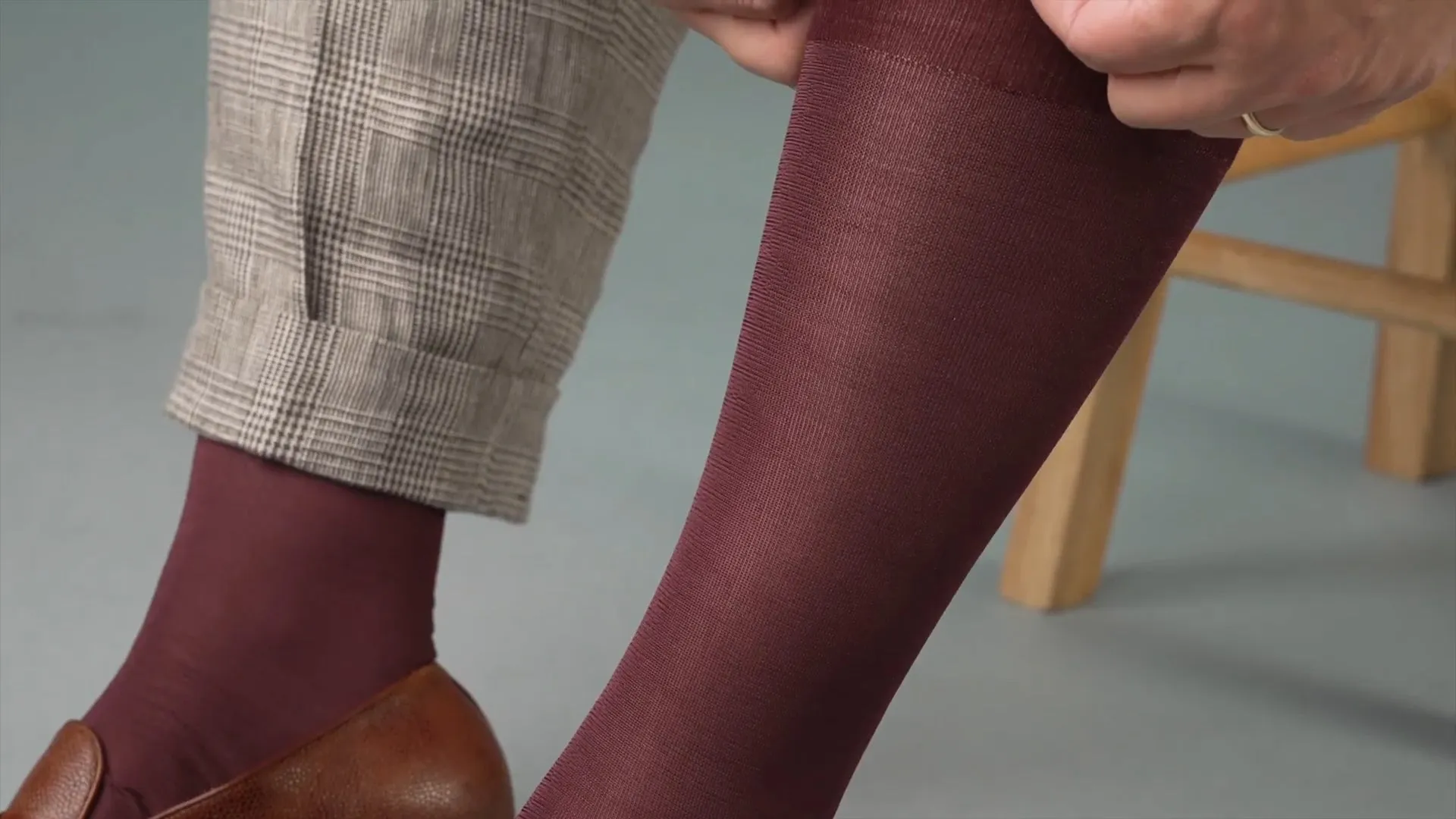 Burgundy Silk Formal Socks