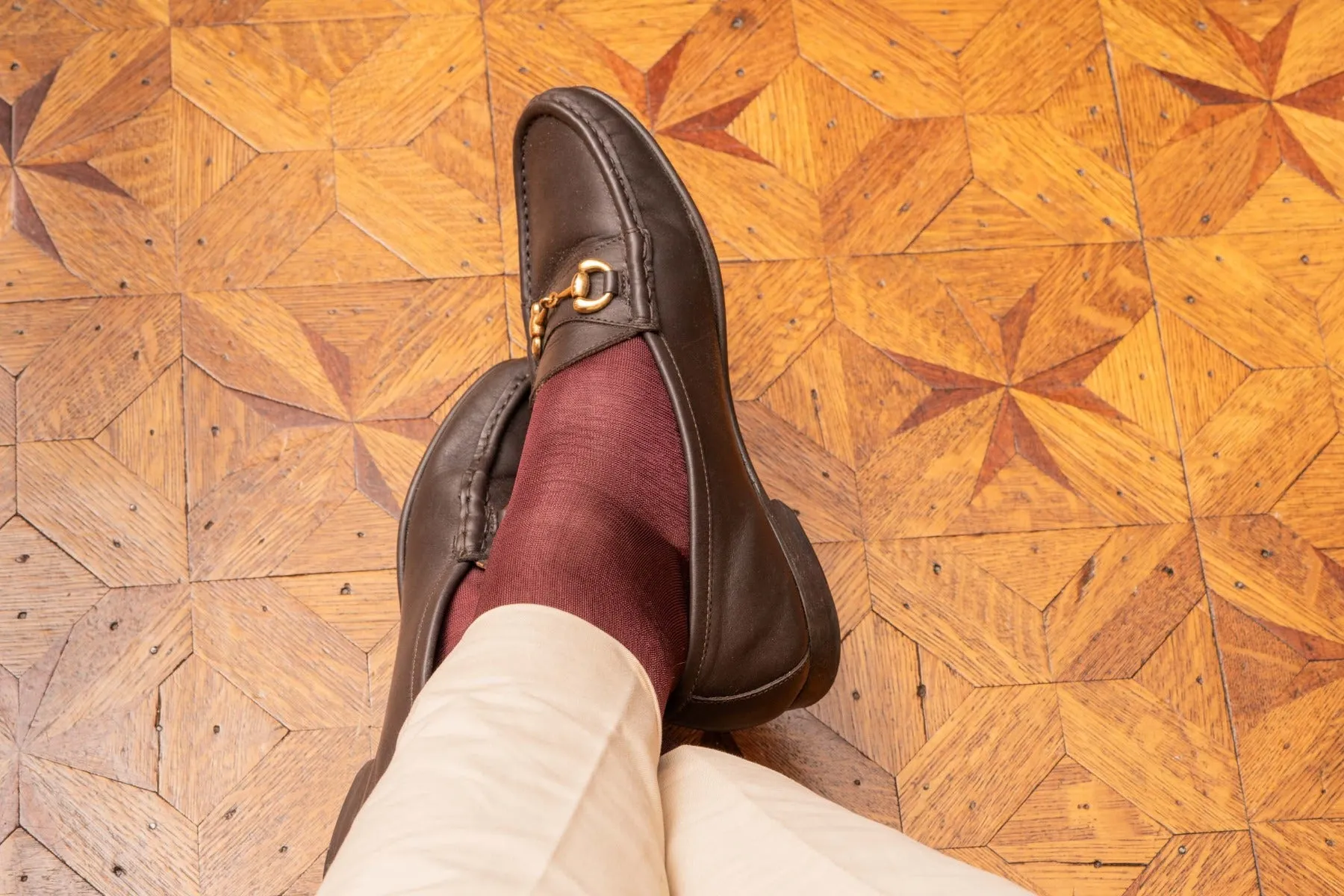 Burgundy Silk Formal Socks
