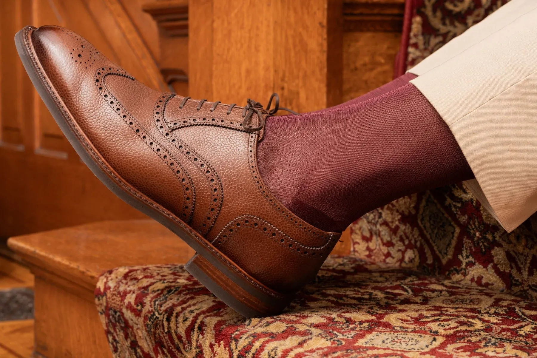 Burgundy Silk Formal Socks