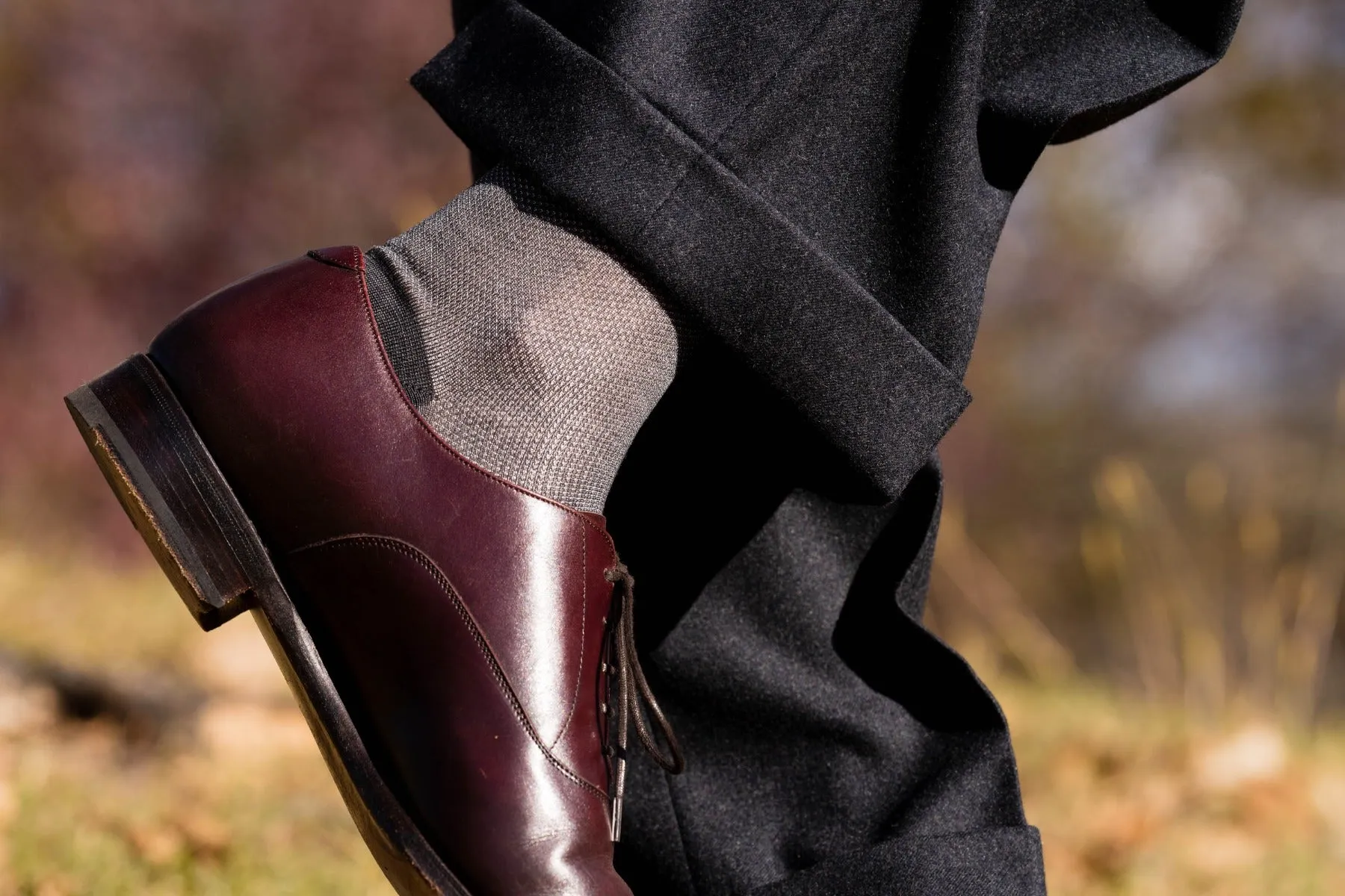 Charcoal Gray & White Two-Tone Solid Socks