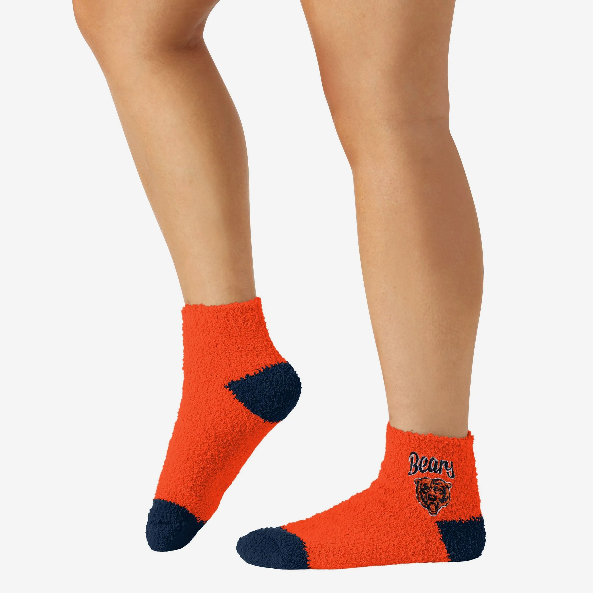 Chicago Bears 2 Pack Womens Script Logo Fuzzy Ankle Socks