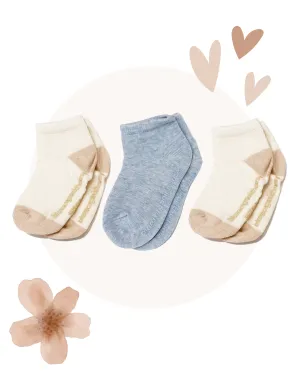 Children's Socks Bundle (3 Pairs, Nature color & Sky Blue)