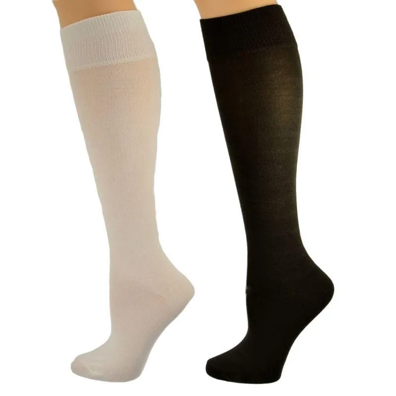 Classic Flat Knit Rayon Knee Hi Socks 2 pair Pack