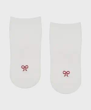 Classic Low Rise Grip Socks - Whimsy Bow White