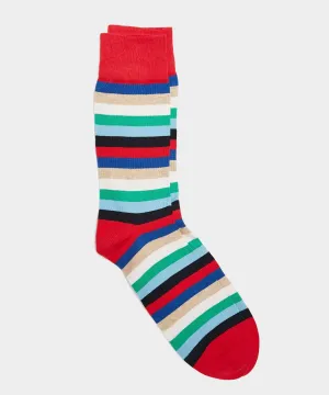 Corgi Multistripe Sock Red in Red
