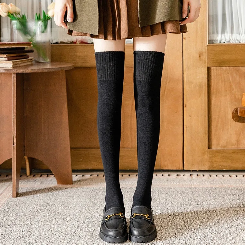 Cozy Black Wool Over-the-Knee Socks