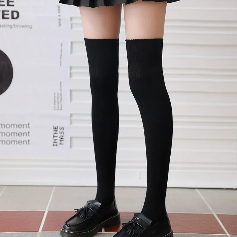 Cozy Black Wool Over-the-Knee Socks