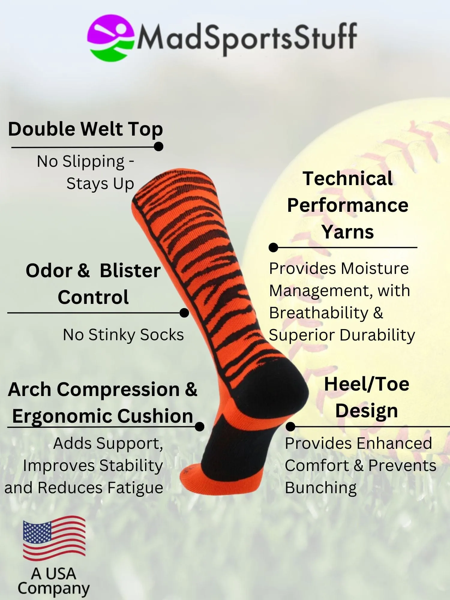 Crazy Socks with Safari Tiger Stripes Over the Calf Socks (multiple colors)