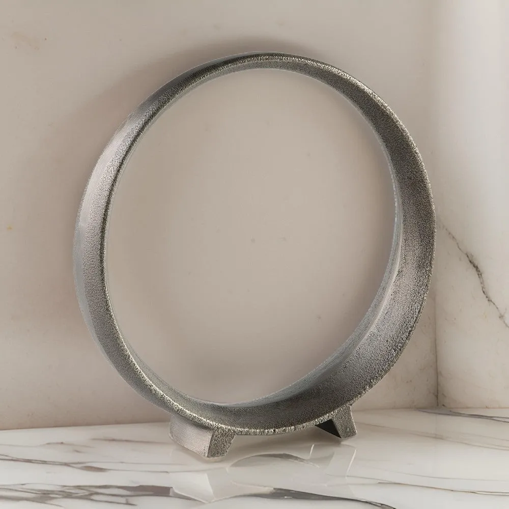 Dalie 12 Inch Sculpture, Set of 2, Antique Pewter Tone Cast Aluminium By Casagear Home