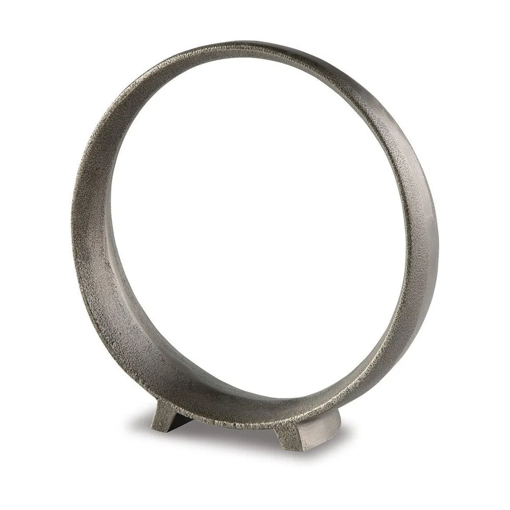Dalie 12 Inch Sculpture, Set of 2, Antique Pewter Tone Cast Aluminium By Casagear Home