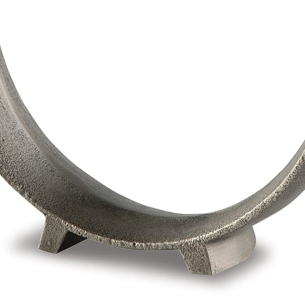 Dalie 12 Inch Sculpture, Set of 2, Antique Pewter Tone Cast Aluminium By Casagear Home