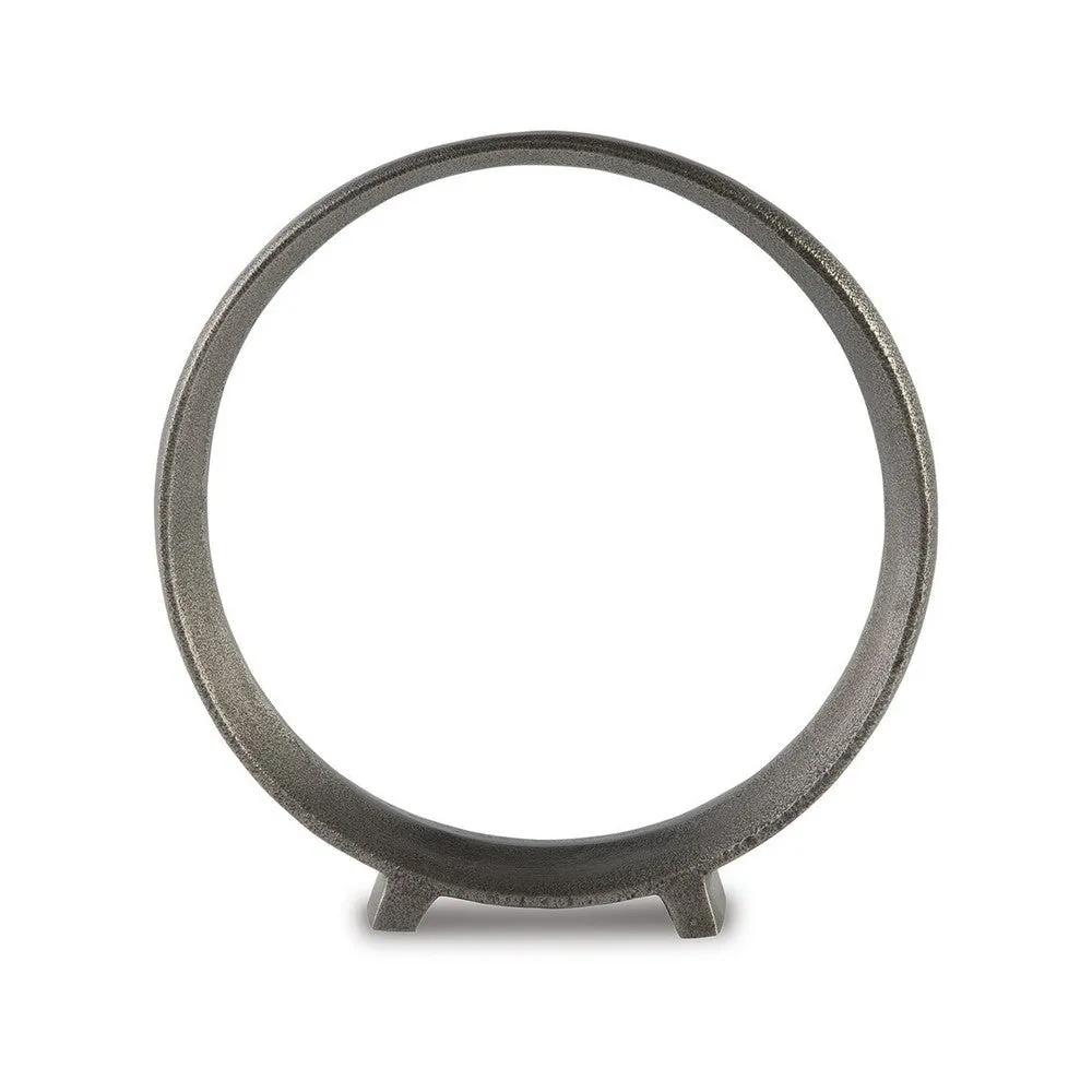 Dalie 12 Inch Sculpture, Set of 2, Antique Pewter Tone Cast Aluminium By Casagear Home
