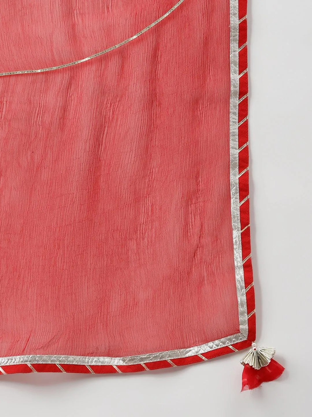 Divena Pure georgette Jaipuri Mothda Red Kurta Sharara Set with Dupatta