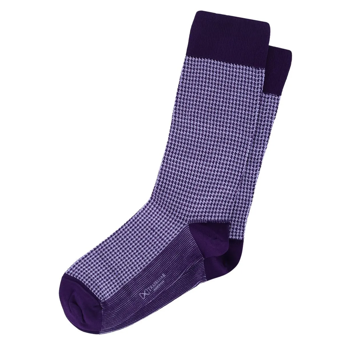 Doyle Houndstooth Design Mercerized Cotton Mid-Calf Socks