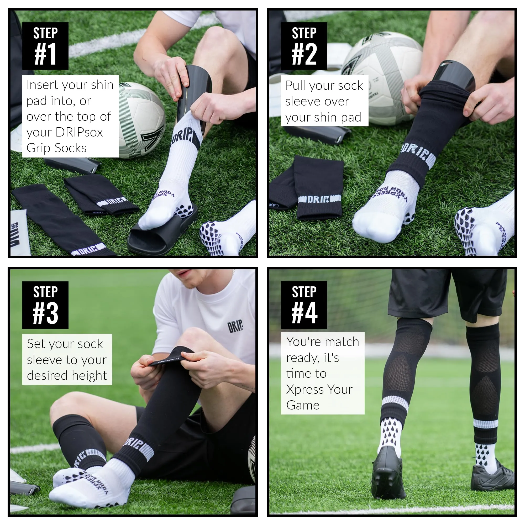 DRIPsox® Sock Sleeves | To go with Grip Socks | Calf Comfort DripMesh Technology | 3 Sizes for Kids, Juniors, Women & Men (S:13C-3.5 | M:4-7.5 | L:8 )
