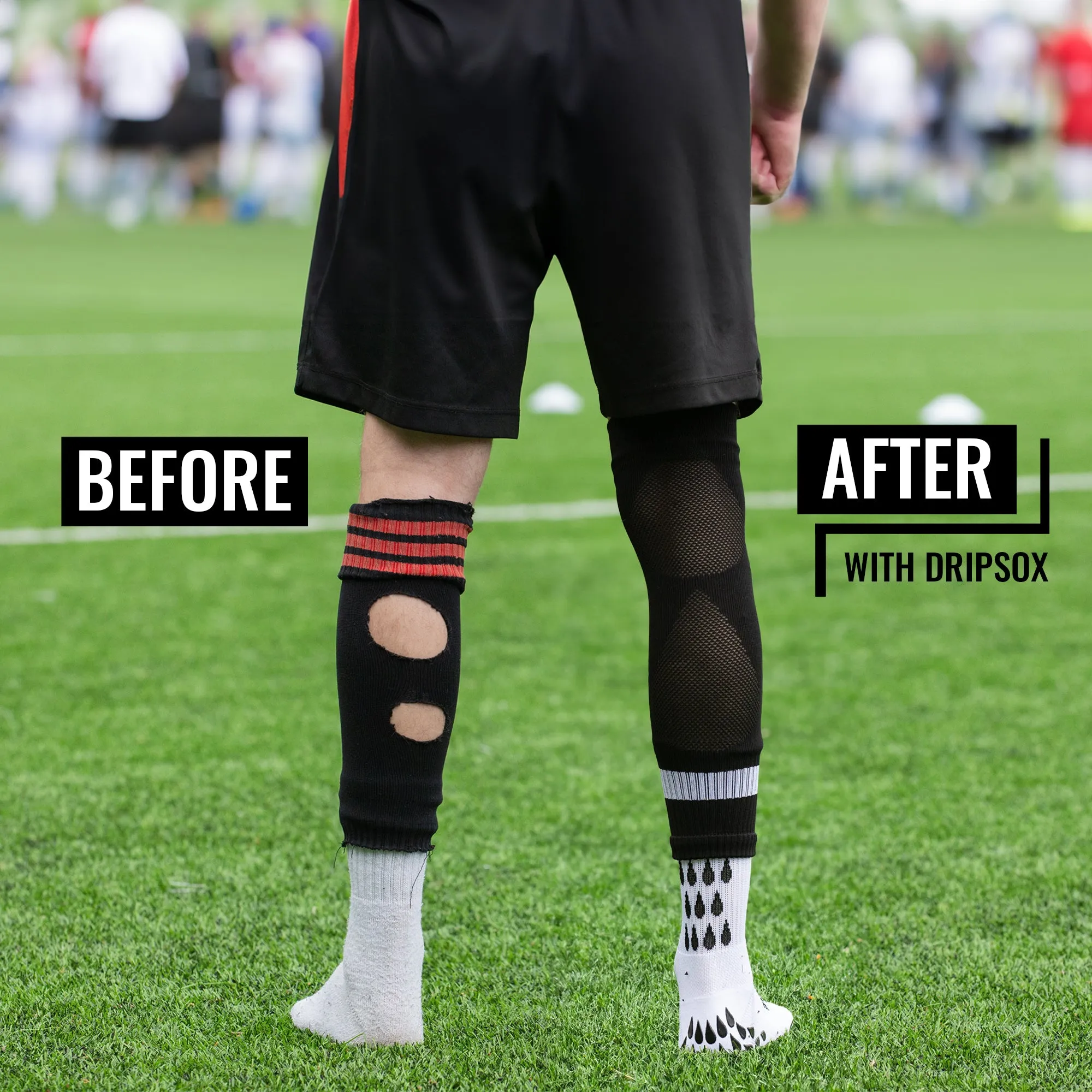 DRIPsox® Sock Sleeves | To go with Grip Socks | Calf Comfort DripMesh Technology | 3 Sizes for Kids, Juniors, Women & Men (S:13C-3.5 | M:4-7.5 | L:8 )