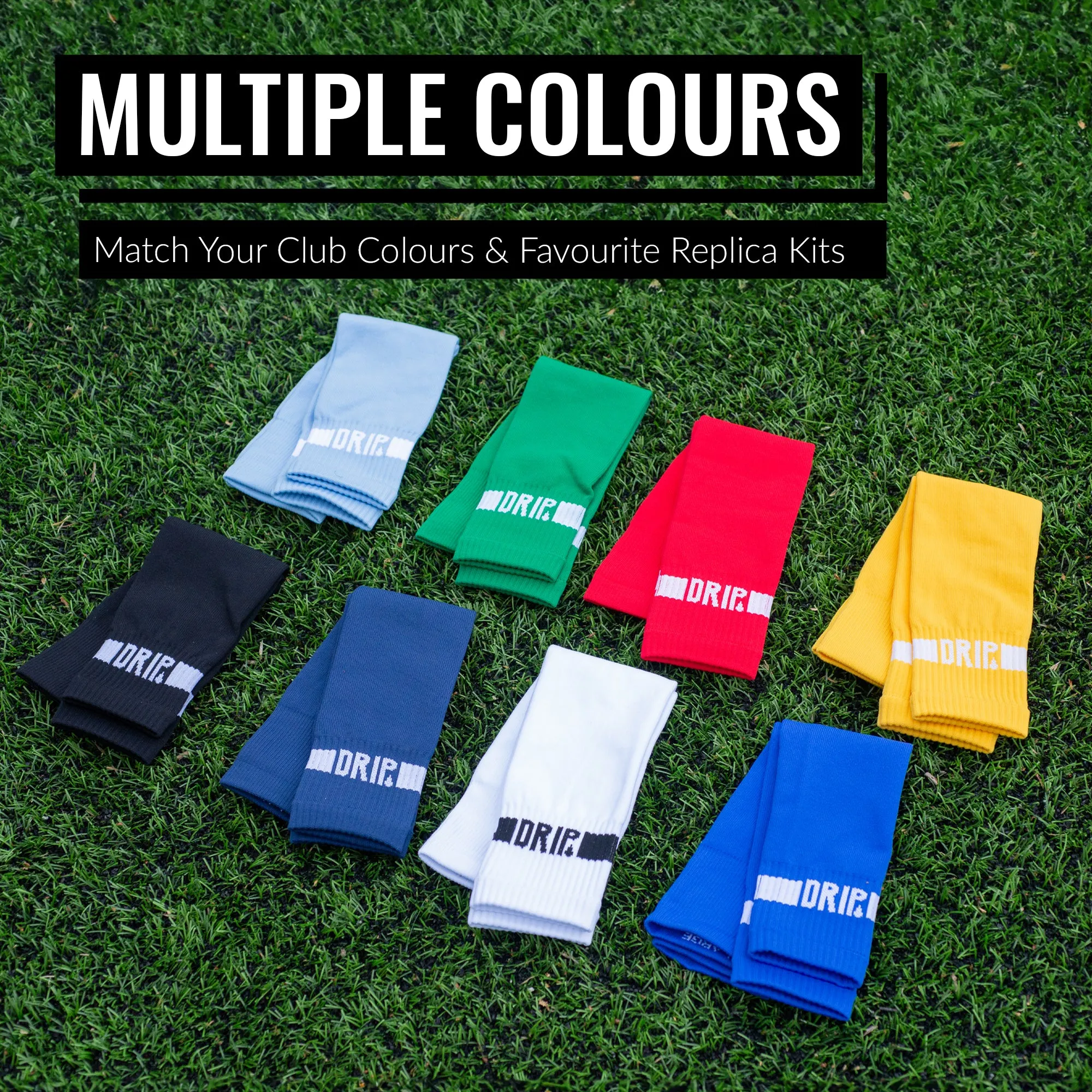 DRIPsox® Sock Sleeves | To go with Grip Socks | Calf Comfort DripMesh Technology | 3 Sizes for Kids, Juniors, Women & Men (S:13C-3.5 | M:4-7.5 | L:8 )
