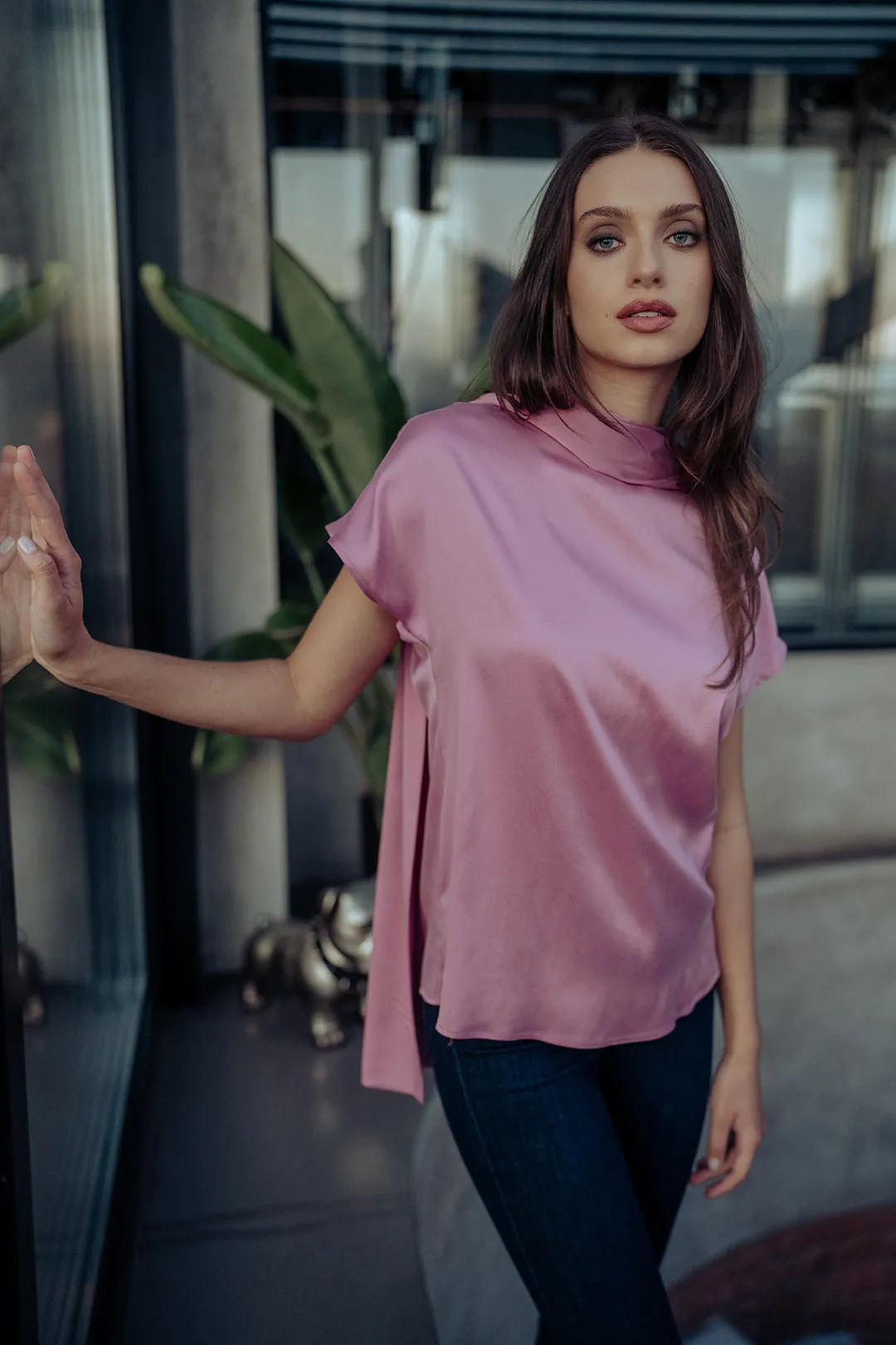 Dusty Rose Pure Silk Cecilia Women's Blouse