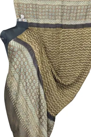 Elegant Pastel Bandhani Ajrakh Gajji Silk Dupatta