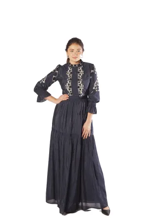 Embroidered Bodice   Sleeve Gown