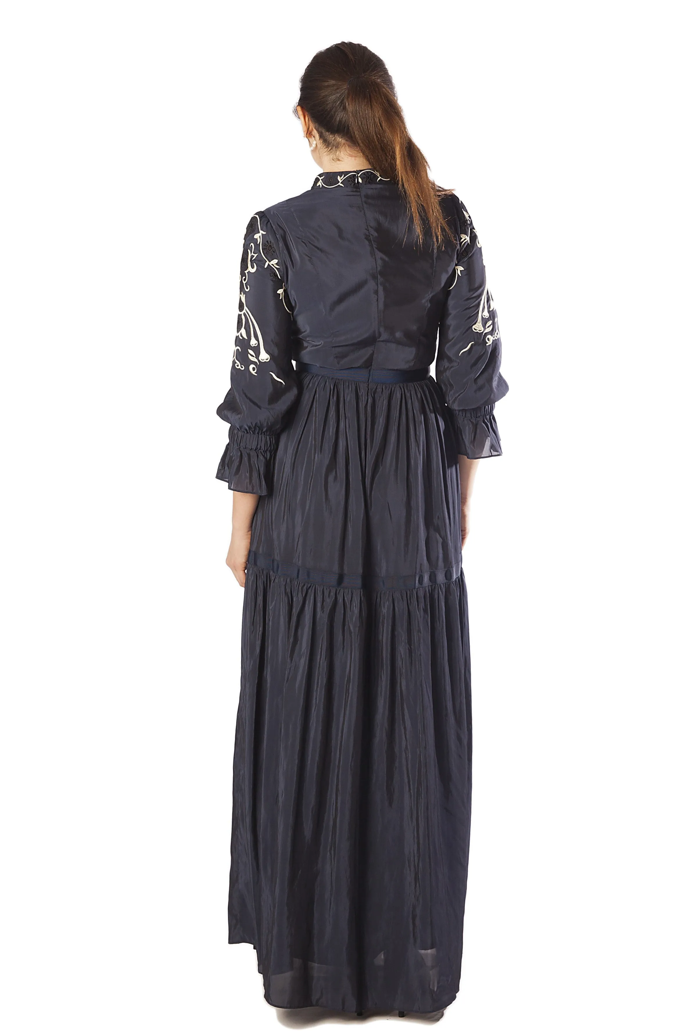 Embroidered Bodice   Sleeve Gown