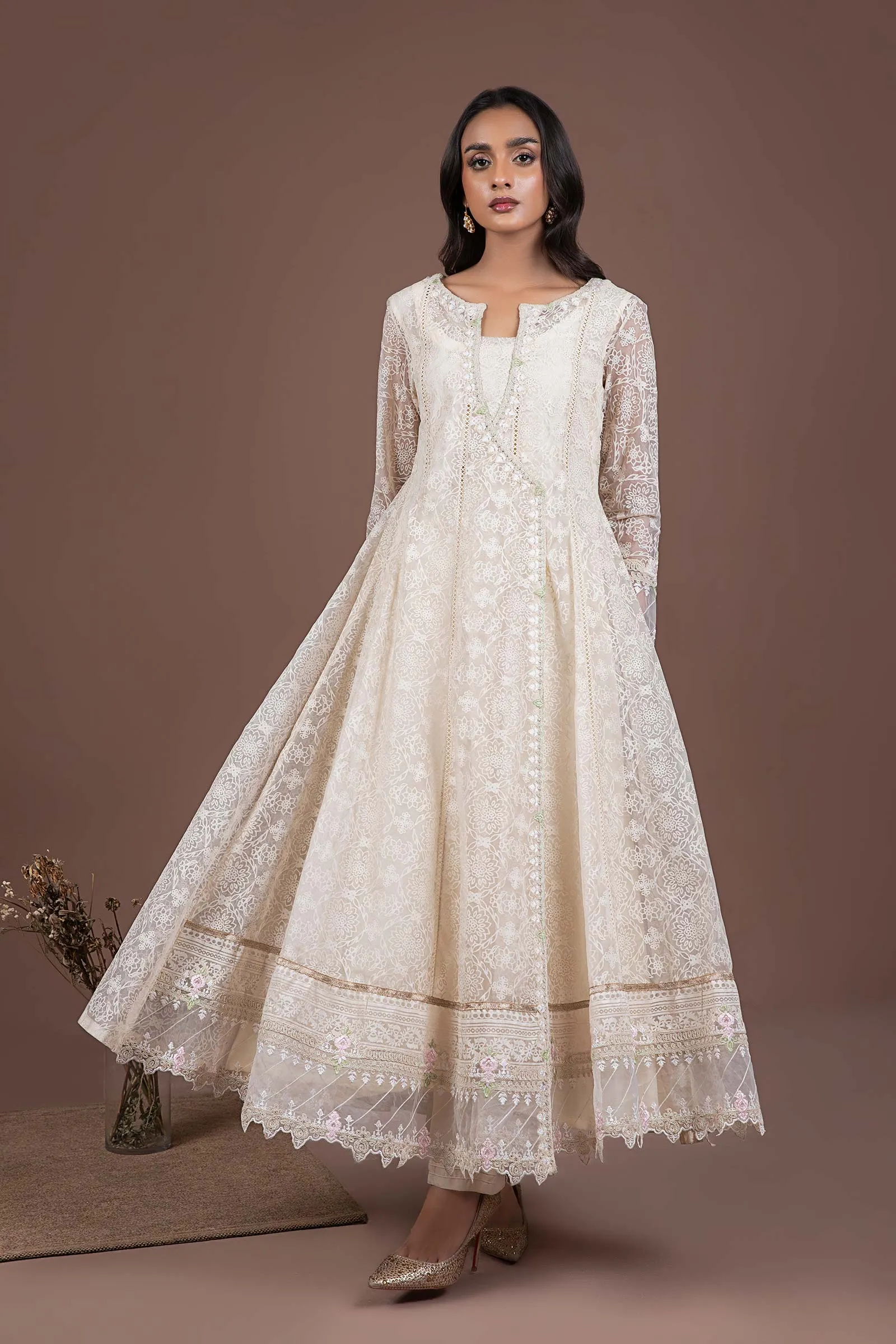 Embroidered Organza Pishwas | MB-F24-514