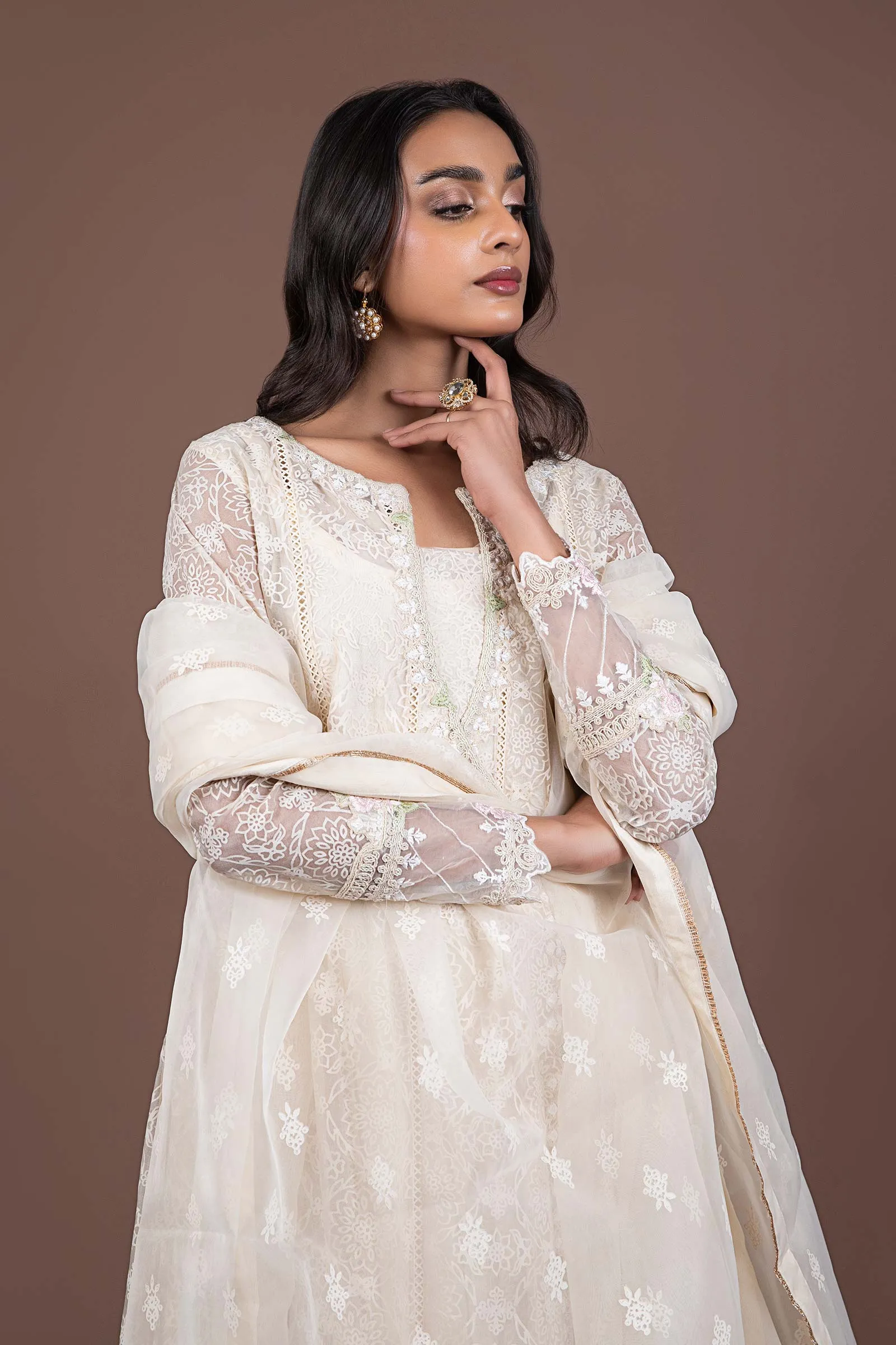 Embroidered Organza Pishwas | MB-F24-514